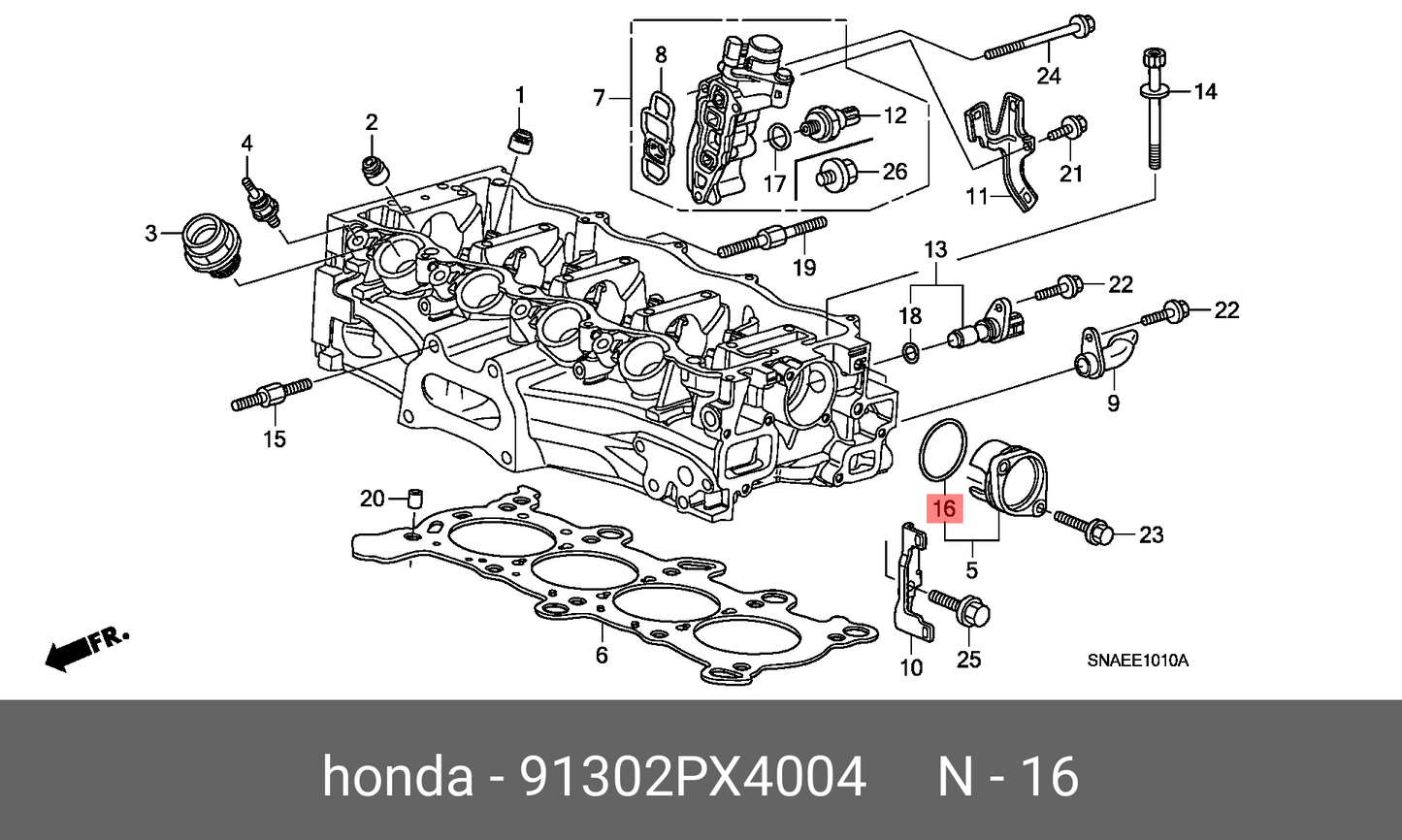Honda 91302-PX4-004 O-Ring (46.8X2.2); 91302PX4004 Made by Honda