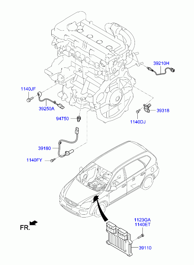 Hyundai Genuine 39180-2B000 Crankshaft Position Sensor