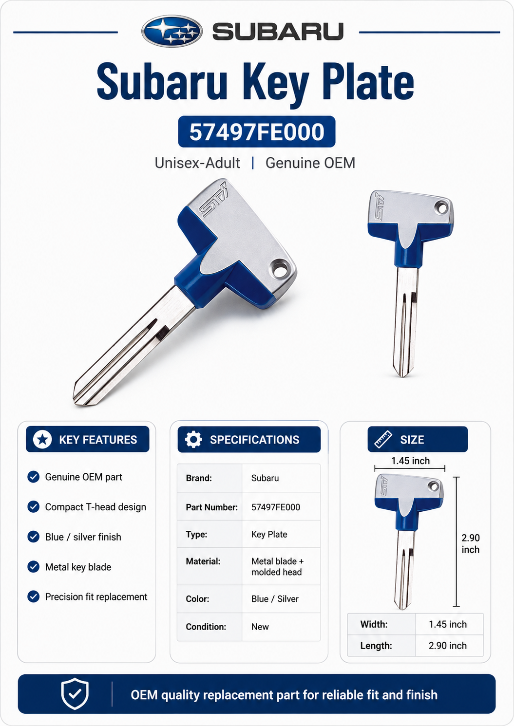 Subaru 57497FE000 Key Plate