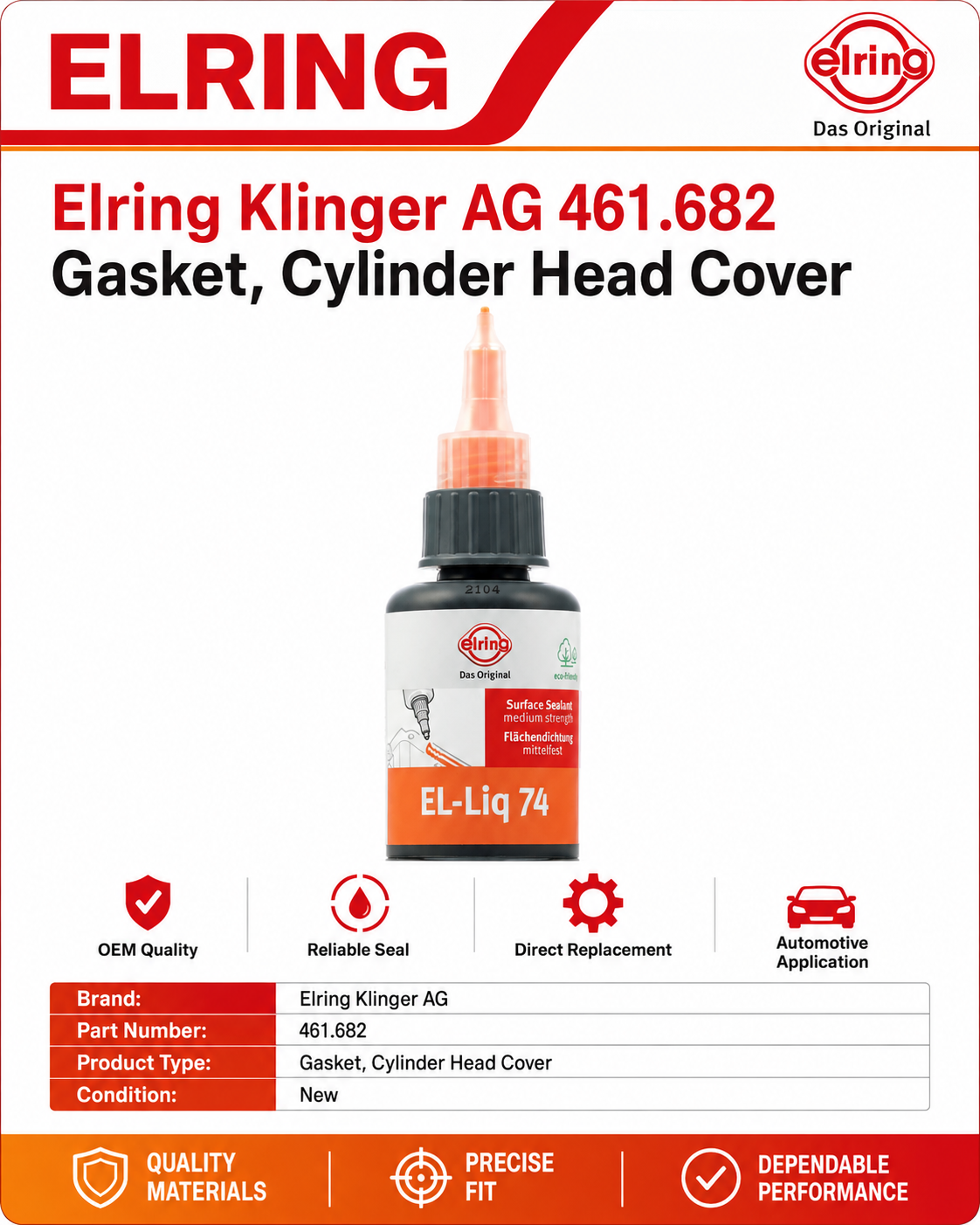 Elring 461.682 Gasket Cylinder Head Cover