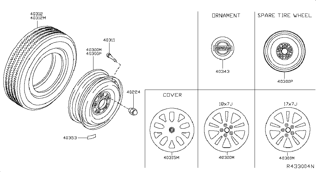 Nissan 40315-4BA0B Genuine Wheel Cover Hubcap