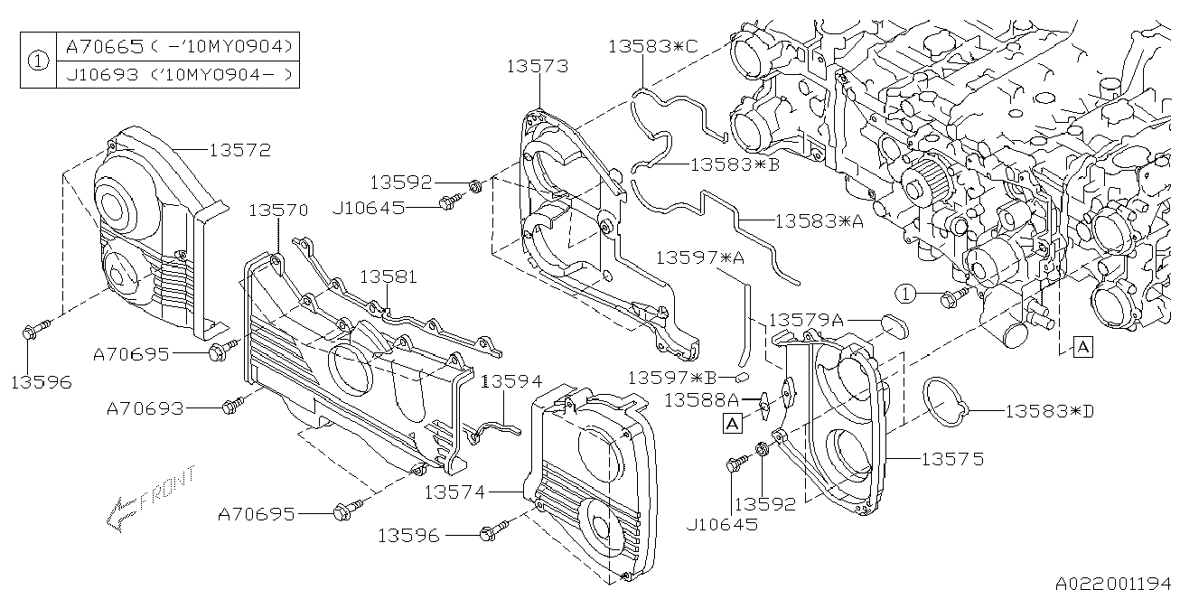 Subaru 13570AA045 Genuine Center Timing Cover