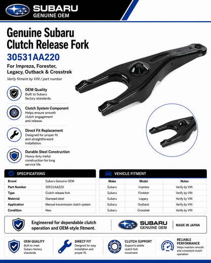 Subaru 30531AA220  Genuine  Clutch Release Fork