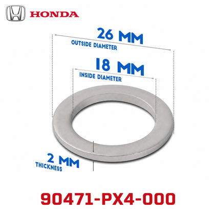 Honda Genuine OEM Automatic Transmission Drain Plug Washers (18mm), Bag of 5-90471-PX4-000