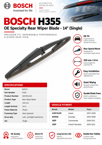 Bosch H355 OE Specialty Rear Wiper Blade