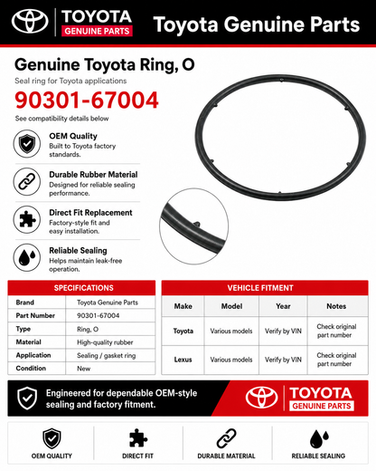 Toyota 90301-67004 Genuine O-Ring