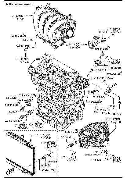 Mazda B593-18-840A  Genuine  Engine Coolant Temperature Sensor