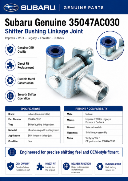 Subaru 35047AC030  Genuine  Shifter Bushing Linkage Joint
