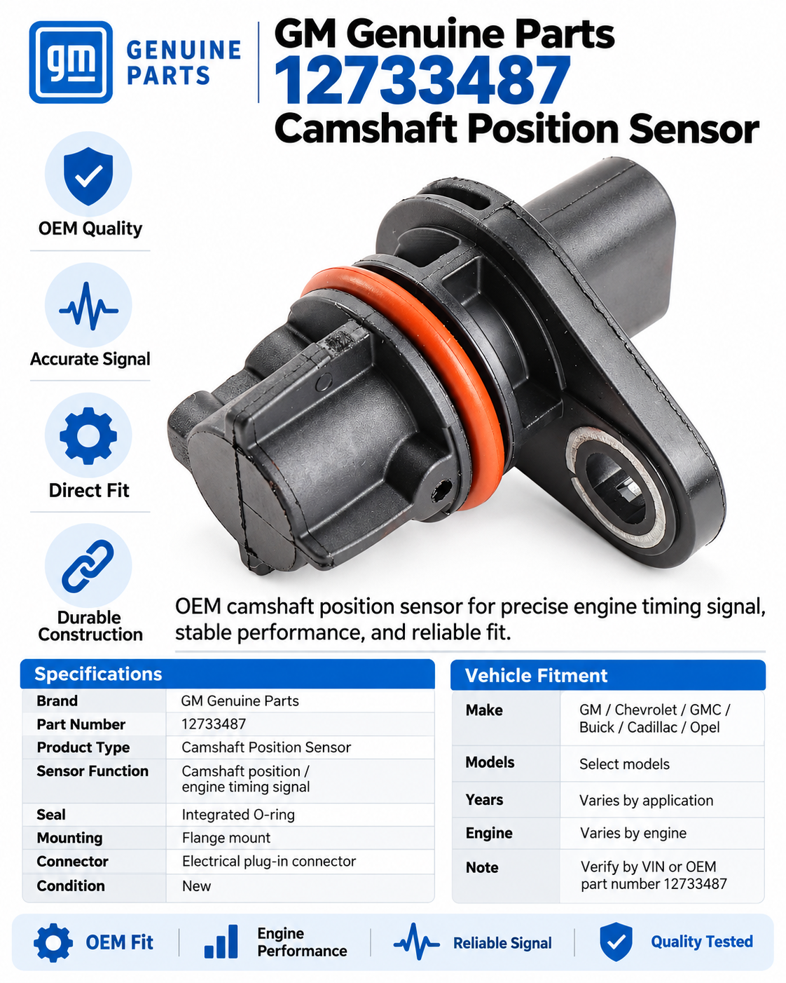 GM  12733487 Genuine Camshaft Position Sensor