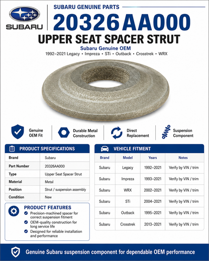 Subaru 20326AA000   Genuine  Upper Seat Spacer Strut