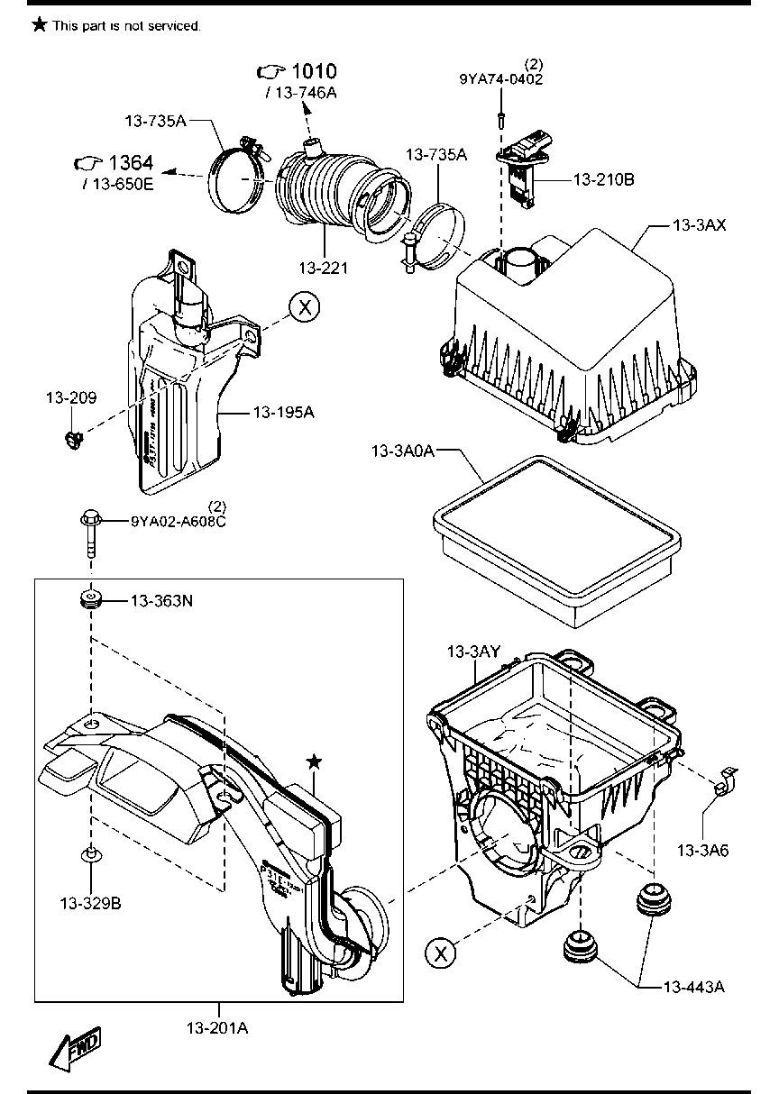 Mazda PE01-13-215  Genuine  Mass Air Flow Sensor