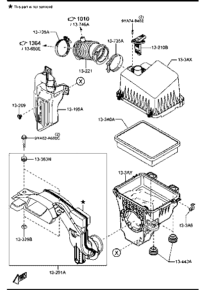 Mazda PE01-13-215  Genuine  Mass Air Flow Sensor