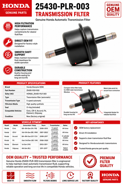 Genuine Honda (25430-PLR-003) Transmission Filter