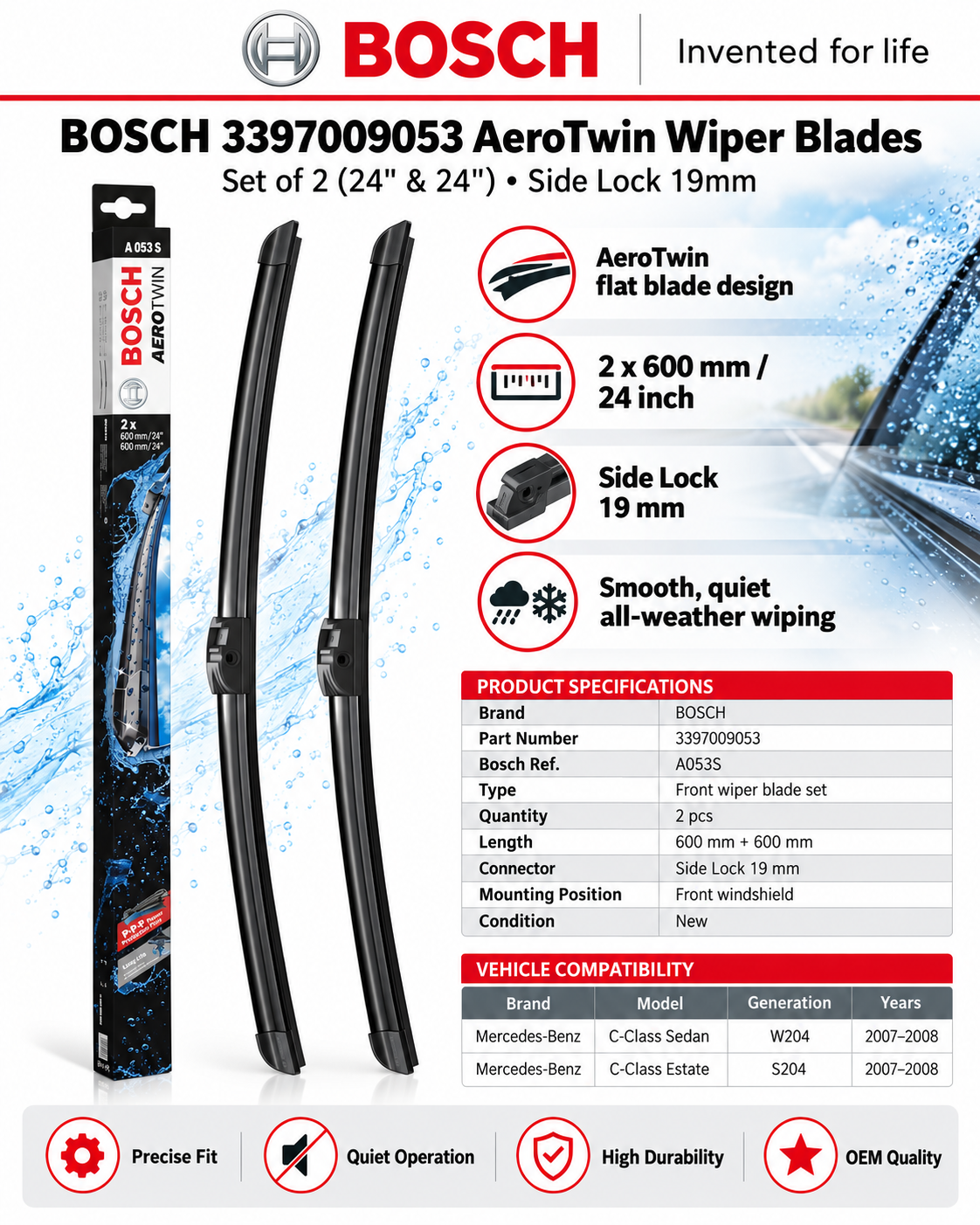 BOSCH 3397009053 AeroTwin Wiper Blades