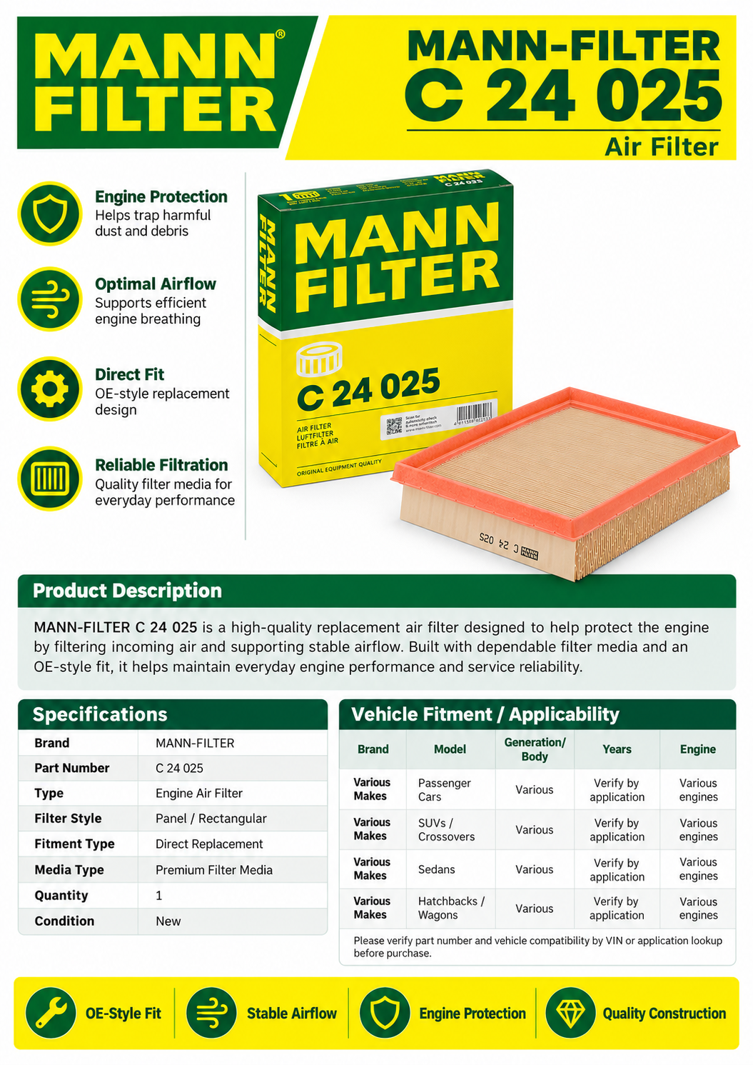 Mann-Filter C 24 025 Air Filter
