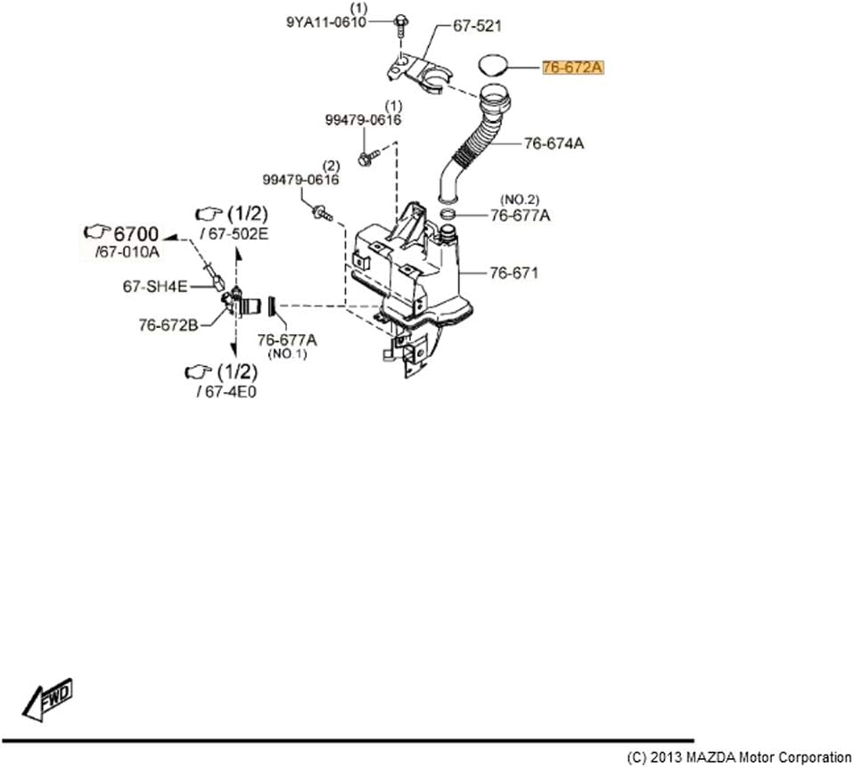 Mazda OEM New 13-2019 Compatible CX-5 Sport Front Washer Fluid Reservoir Compatible with Cap Tank KD3567483