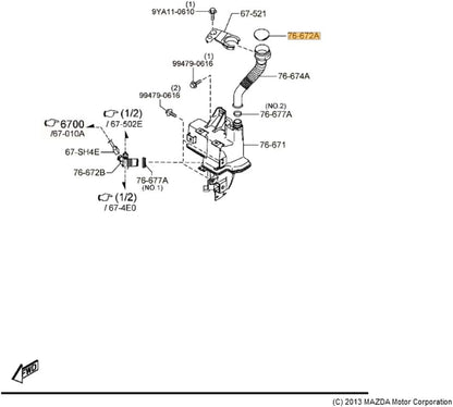 Mazda OEM New 13-2019 Compatible CX-5 Sport Front Washer Fluid Reservoir Compatible with Cap Tank KD3567483