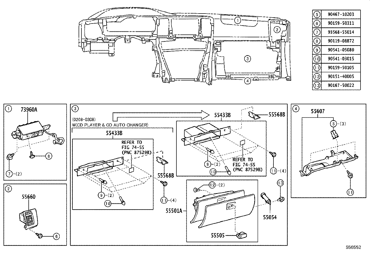 Toyota 55506-35020-B0 Genuine Glove Box Lock Sub-Assembly