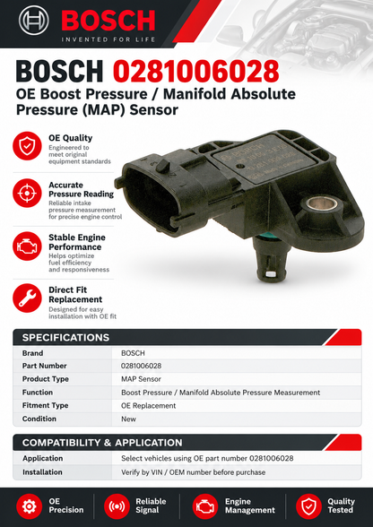 Bosch 0281006028 OE Boost Pressure/MAP Sensor