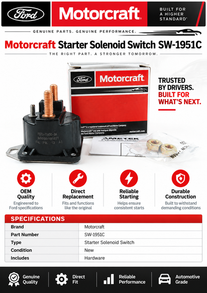 Motorcraft SW-1951C Genuine Starter Solenoid Switch