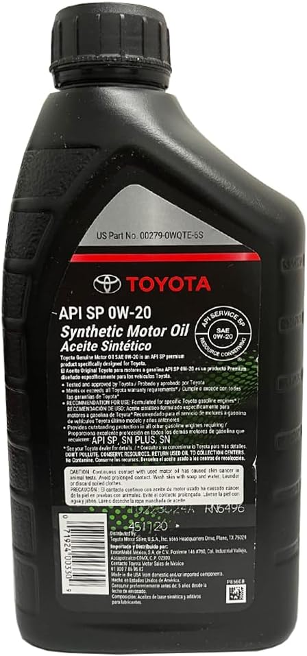 TOYOTA Genuine OEM 00279-0WQTE-01 Oil (4 QUARTS)