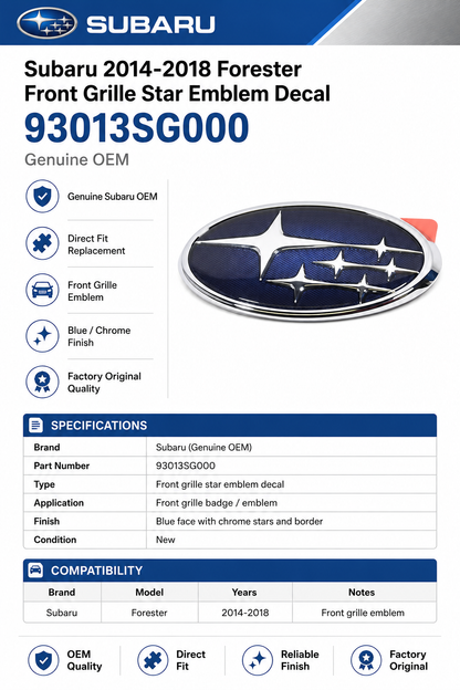 Subaru 93013SG000  Genuine  Front Grille Star Emblem