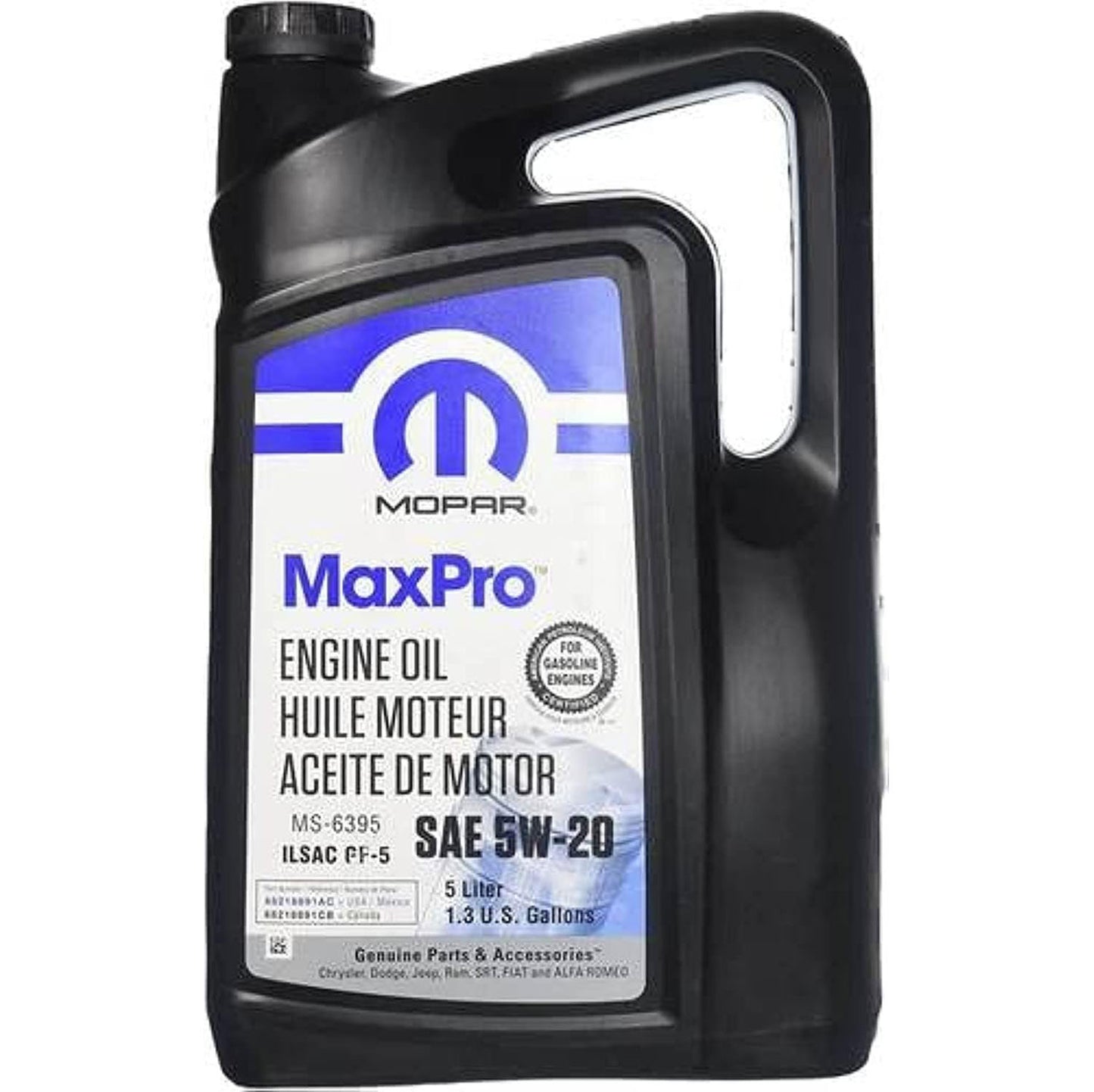 Mopar Genuine Chrysler Parts & Accessories Maxpro SAE 5W-20 Motor Oil 5-Quart (1.3 U.S. GAL)