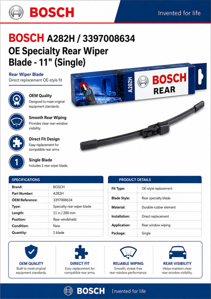 BOSCH A282H / 3397008634 OE Specialty Rear Wiper Blade — 11" (Single)