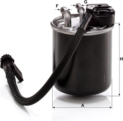 MANN-FILTER WK 820/18 Fuel Filter Compatible With Select Mercedes-Benz Sprinter Models With Integrated Fuel Heating System & Connection For Water Suction Removal