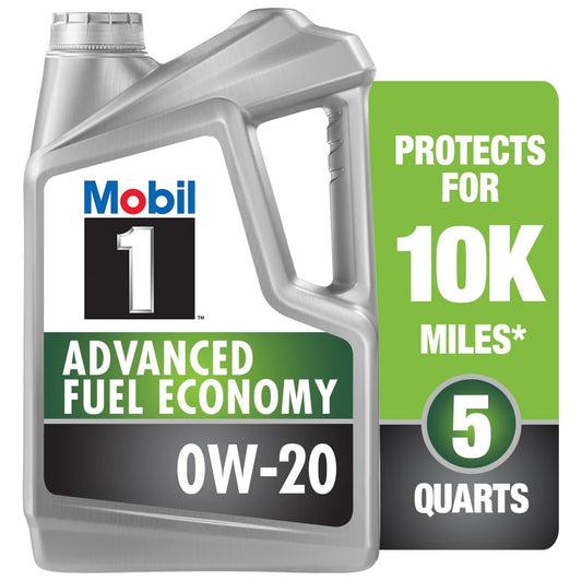 Mobil 1 Advanced Fuel Economy Full Synthetic Motor Oil 0W-20, 5 Quart