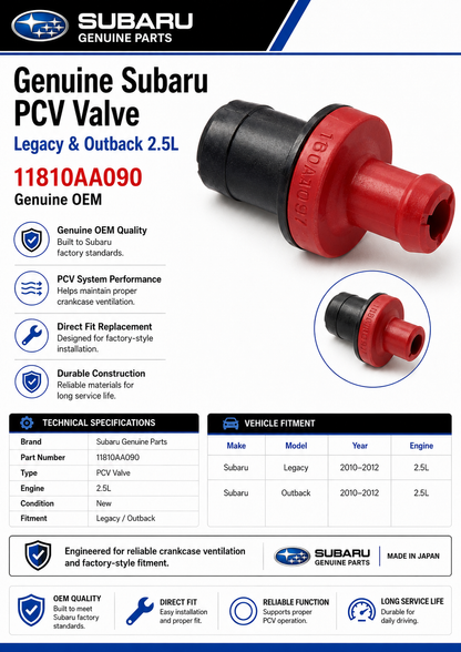 Subaru 11810AA090  Genuine  PCV Valve