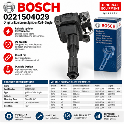 Bosch 0221504029 Original Equipment Ignition Coil