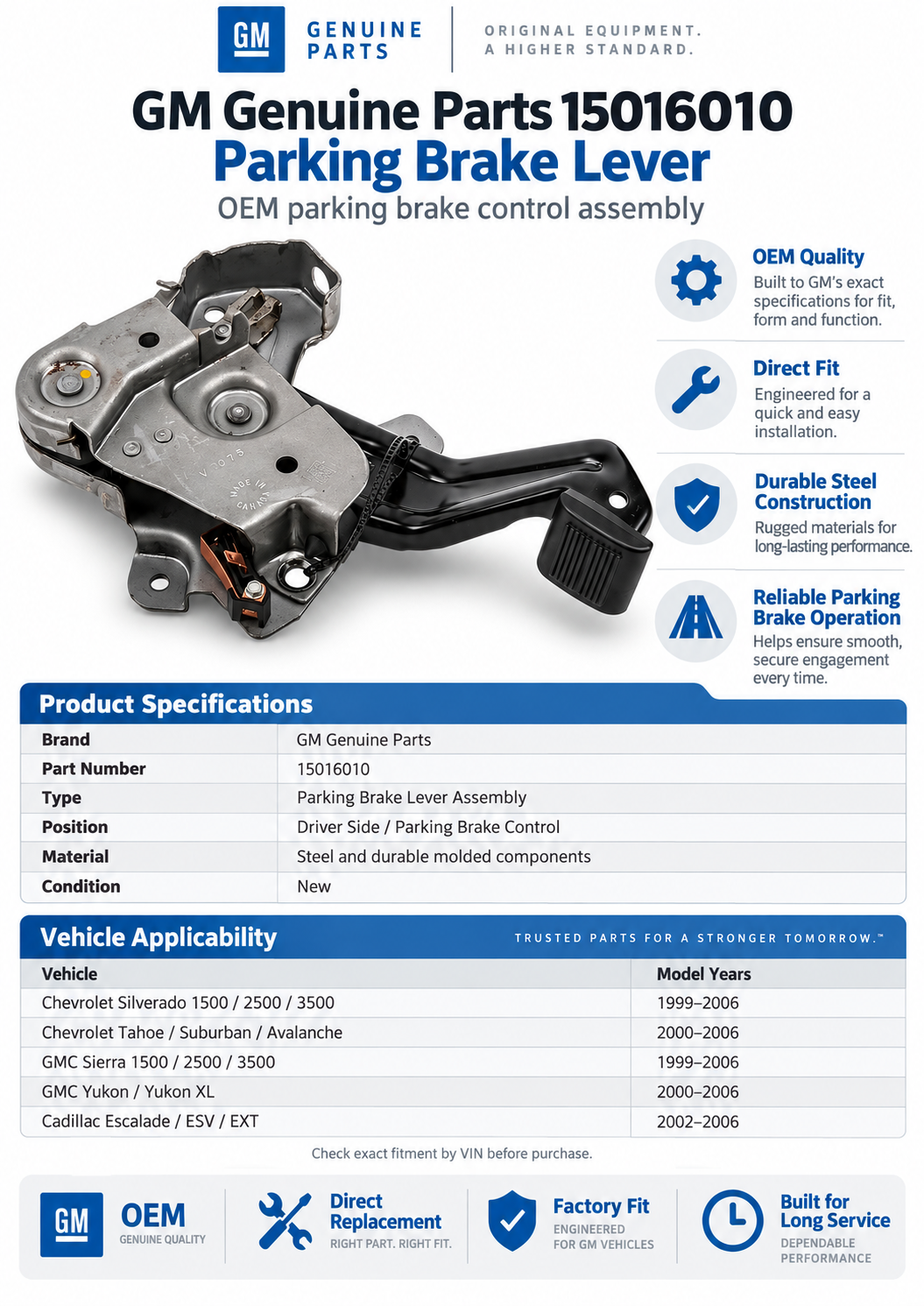 GM 15016010 Genuine  Parts  Parking Brake Lever