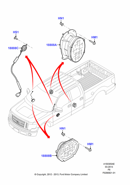 Ford 2012-2014 F-150 OEM Stereo Audio Front LH or RH Door Speaker Assembly CL3Z-18808-E