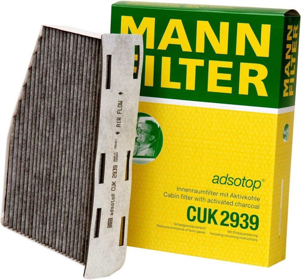 Mann-Filter CUK 2939 Cabin Filter With Activated Charcoal Compatible with select Audi/Volkswagen models (Pack of 2)