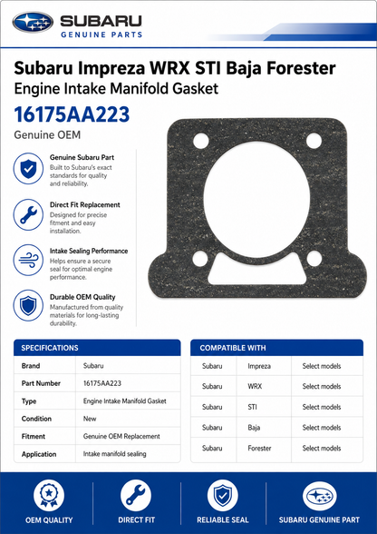 Subaru 16175AA223  Genuine  Throttle Body Gasket