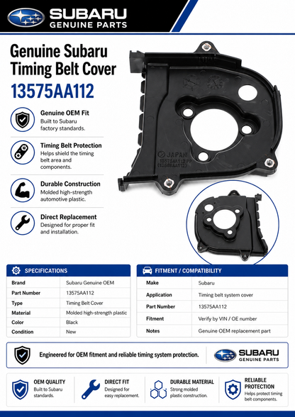 Subaru 13575AA112   Genuine  Timing Belt Cover
