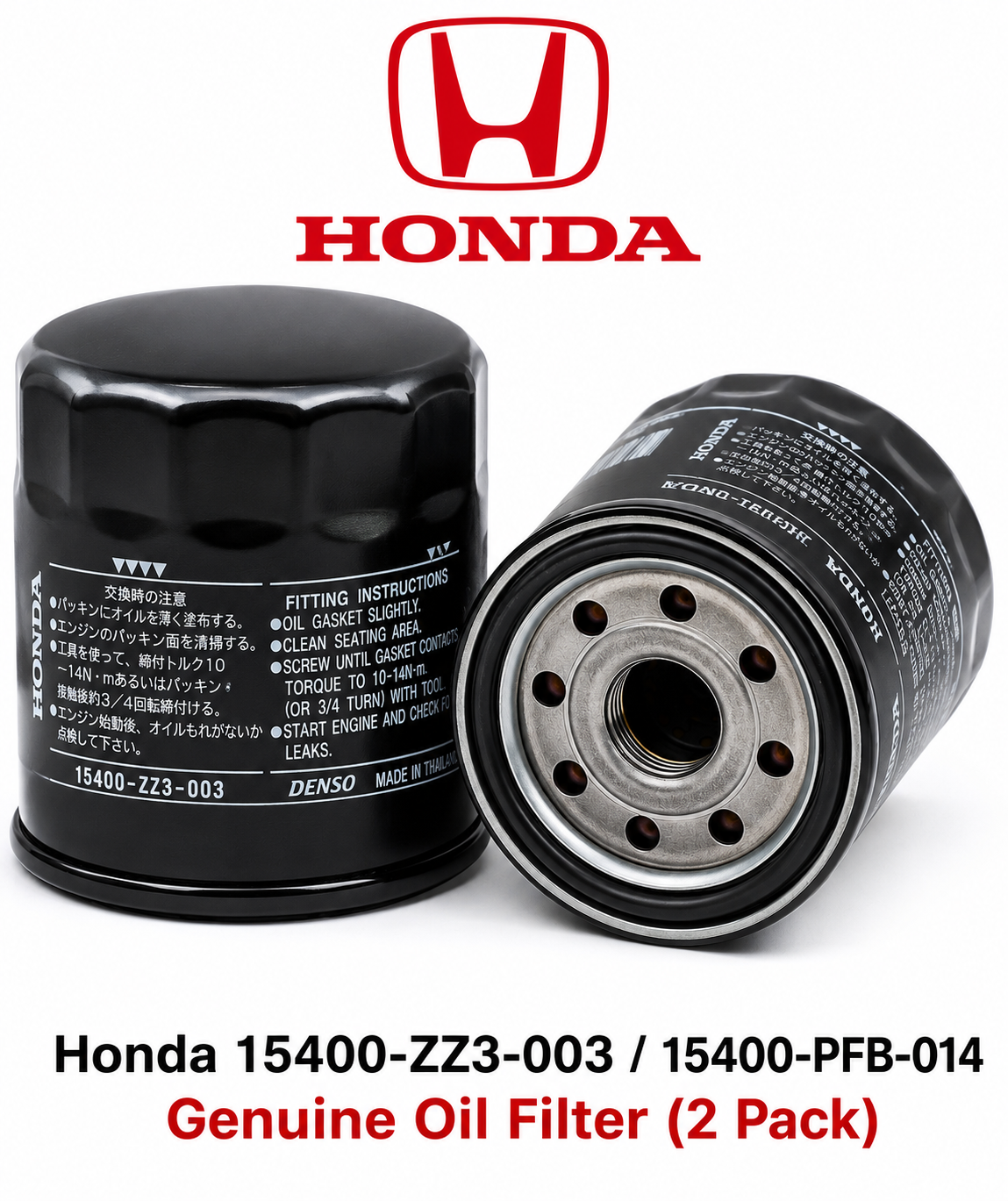 Honda 15400-ZZ3-003 / 15400-PFB-014  Genuine  Oil Filter (2 Pack)