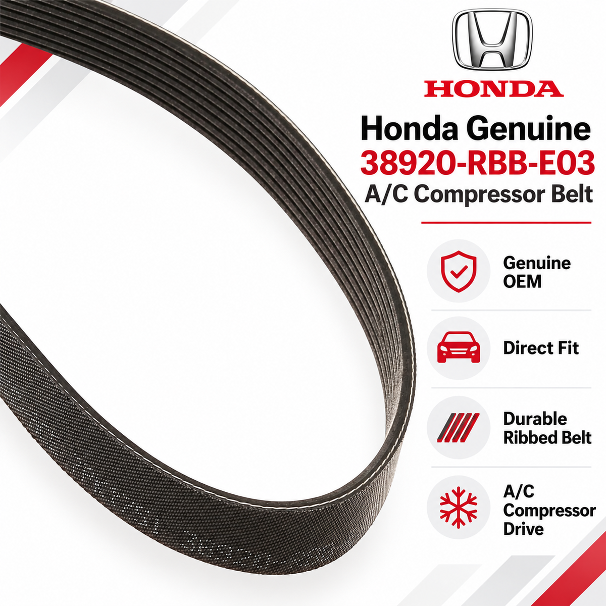 Honda Genuine 38920-RBB-E03 A/C Compressor Belt