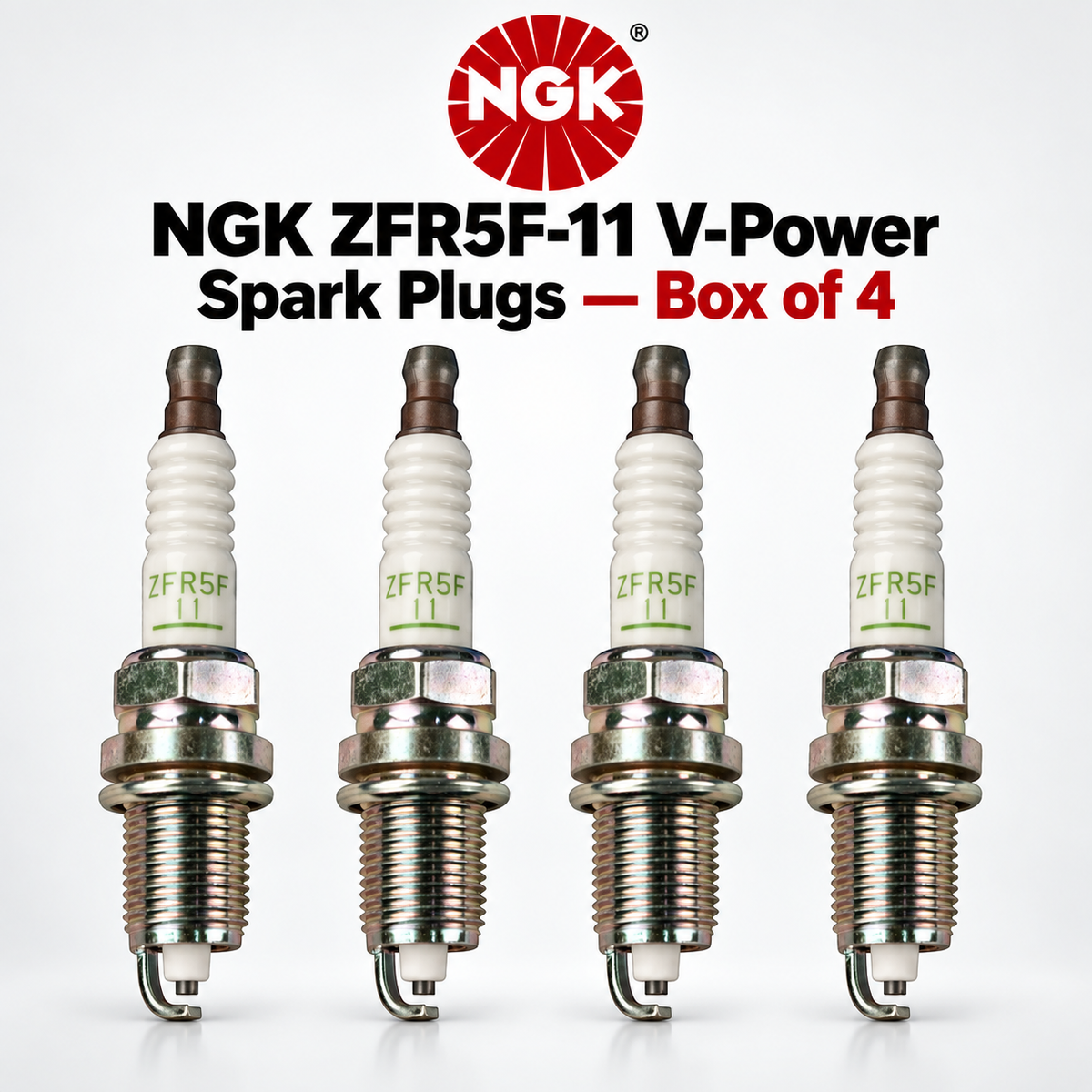 NGK ZFR5F-11 V-Power Spark Plugs — Box of 4