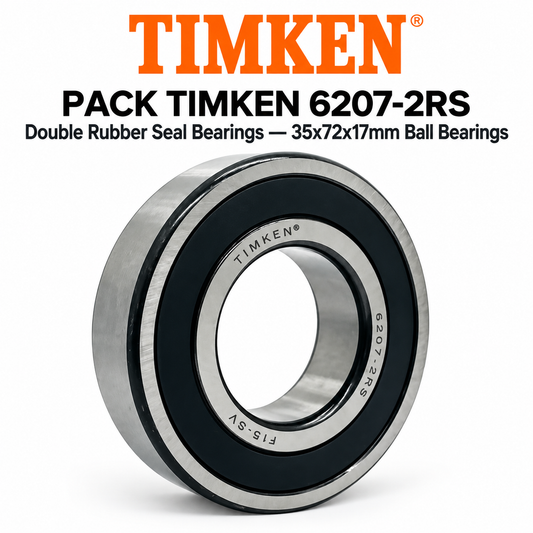PACK TIMKEN 6207-2RS Double Rubber Seal Bearings — 35x72x17mm Ball Bearings