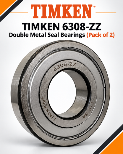 TIMKEN 6308-ZZ Double Metal Seal Bearings (Pack of 2)