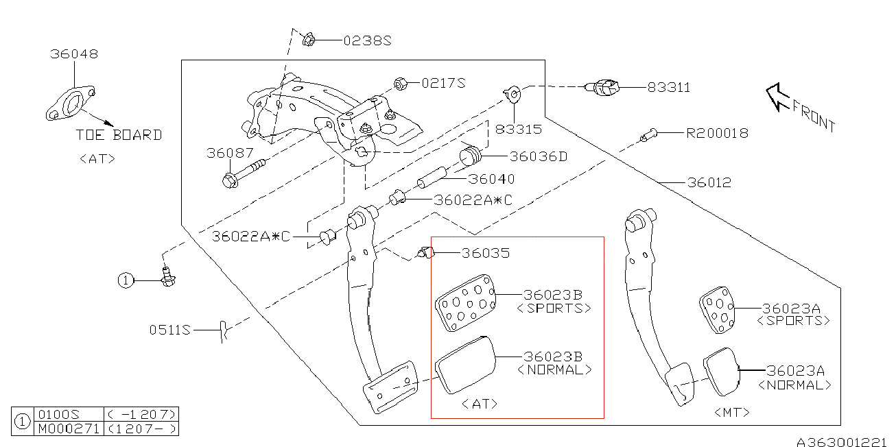 Subaru Legacy, Impreza, Outback Brake Pedal Pad - 36015GA121 - Genuine OEM