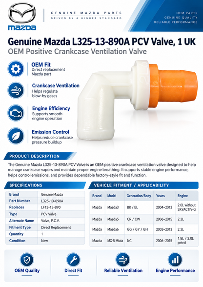 Mazda L325-13-890A Genuine  PCV Valve