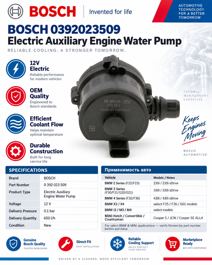 BOSCH 0392023509 Auxiliary Water Pump