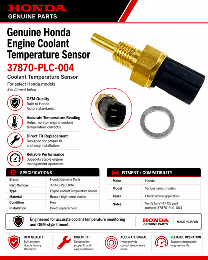 Honda 37870-PLC-004  Genuine  Engine Coolant Temperature Sensor
