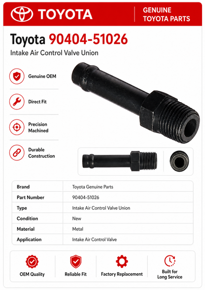 Toyota 90404-51026  Genuine  Intake Air Control Valve Union