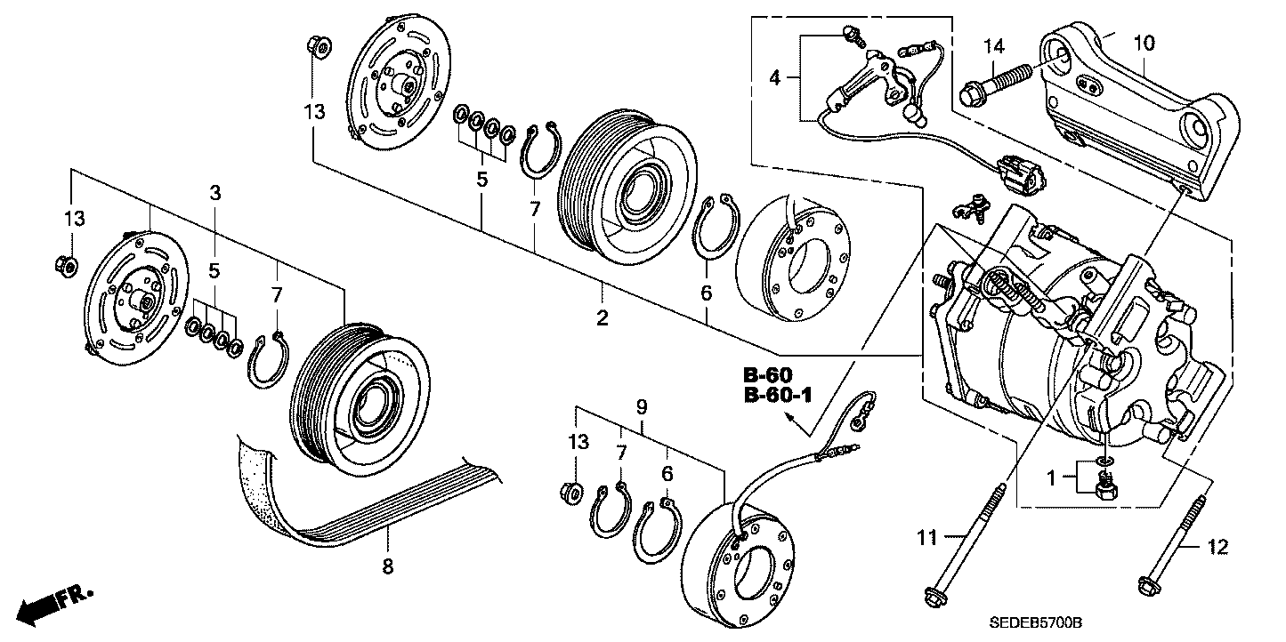 Honda Genuine 38920-RBB-E03 A/C Compressor Belt