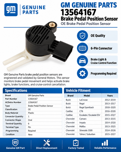 GM Genuine Parts 13564167 Brake Pedal Position Sensor