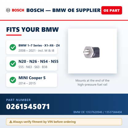 Bosch 0261545071 — fitment guide infographic